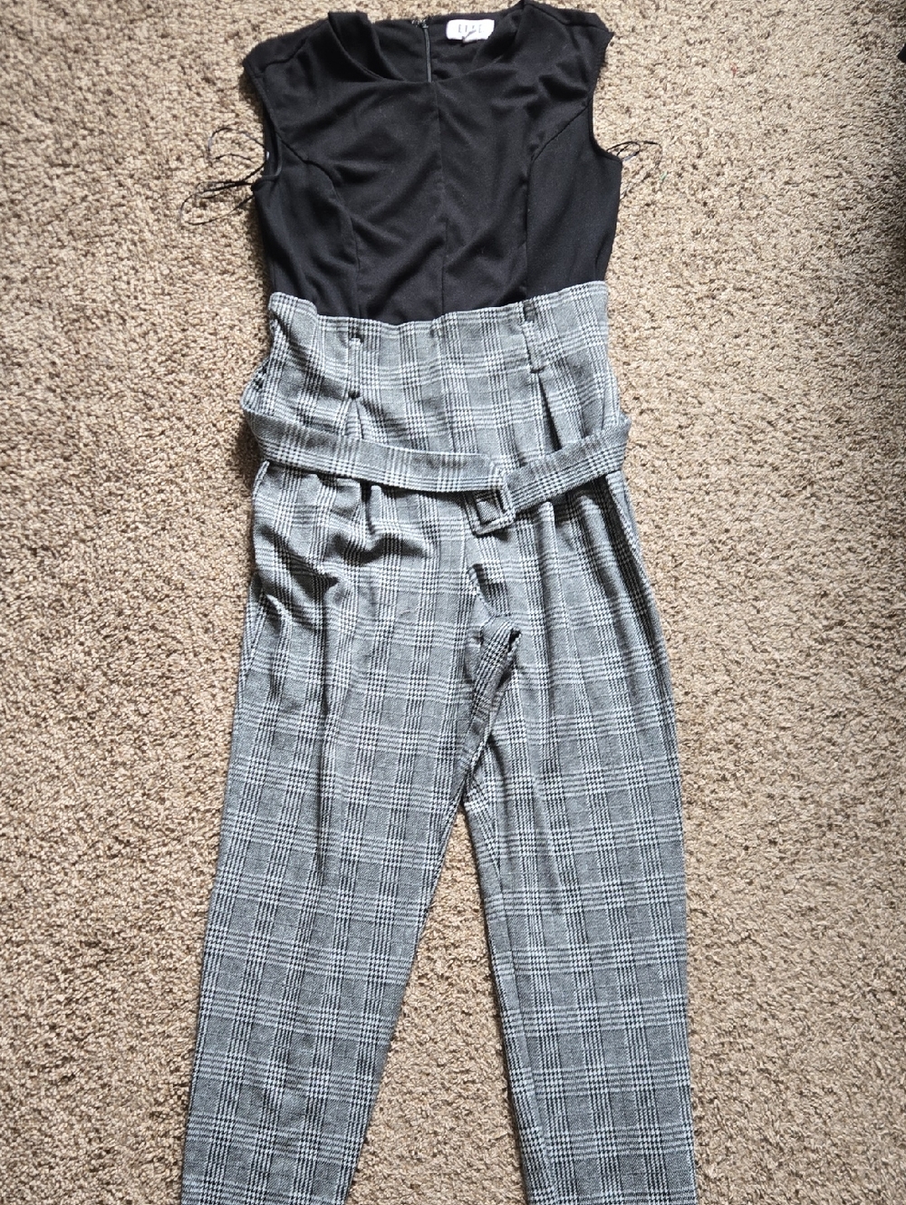 Elle Black And Plaid Jumpsuit